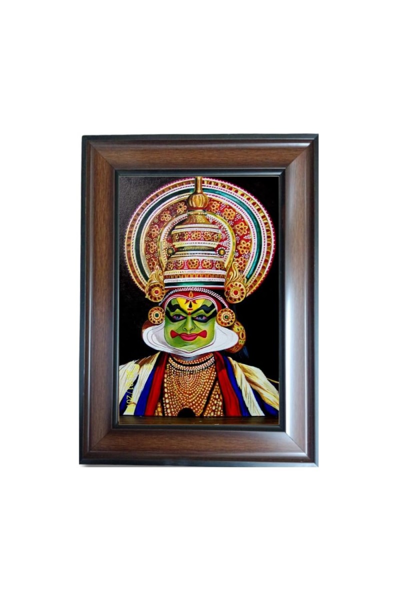 Hi Tech Sales Kathakali Classical Indian Dance Polystyrene Photo Frame for Wall Decor Home, Office, and Temple - Printed Photo