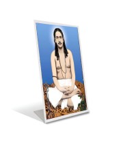 Car Desk/Table Top Nigamananda Paramahansa Acrylic L-Style Photo Stand - 2.5x3.5 Inches, Compact And Stylish Spiritual Display (F6691)