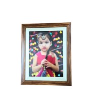 Wooden Photo Frame with Inner White Border – Modern Tabletop & Wall Mount Picture Frame with Glass Front (Empty Frame) (Brown & White)