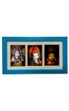 Hitech God Shiv, Ganesh & Ma Durga Wood photo Frame with Glass || Three pictures in one Frame || Three Gods in Single Frame || Frame for Pooja, wall decoration