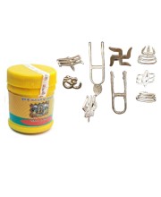 Combo of 9 Tilak Stamps with 40gm Yellow Chandan Powder | Puja Samagri for Tilak Rituals | Spiritual & Religious Combo Pack