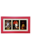 Hitech God Shiv, Ganesh & Ma Durga Wood photo Frame with Glass || Three pictures in one Frame || Three Gods in Single Frame || Frame for Pooja, wall decoration