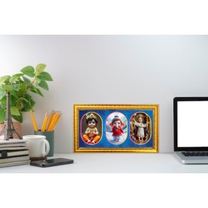 Little Krishna, Jesus (Yeshua In Hebrew), Photo Frame - 8x14 Inch Brown Wooden Frame | Hindu Gods Wall Decor For Home & Office