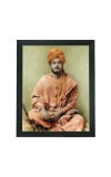 Hitech Sales Swami Vivekananda Polystyrene Photo Frame for Pooja Room, Temple Decor, Home Decoration and Gifting (Wall and Tabletop, Rectangular, Printed Photo, 7.12 x 9.12 inches Frame, Black)