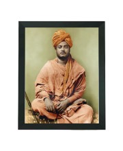 Hitech Sales Swami Vivekananda Polystyrene Photo Frame for Pooja Room, Temple Decor, Home Decoration and Gifting (Wall and Tabletop, Rectangular, Printed Photo, 7.12 x 9.12 inches Frame, Black)