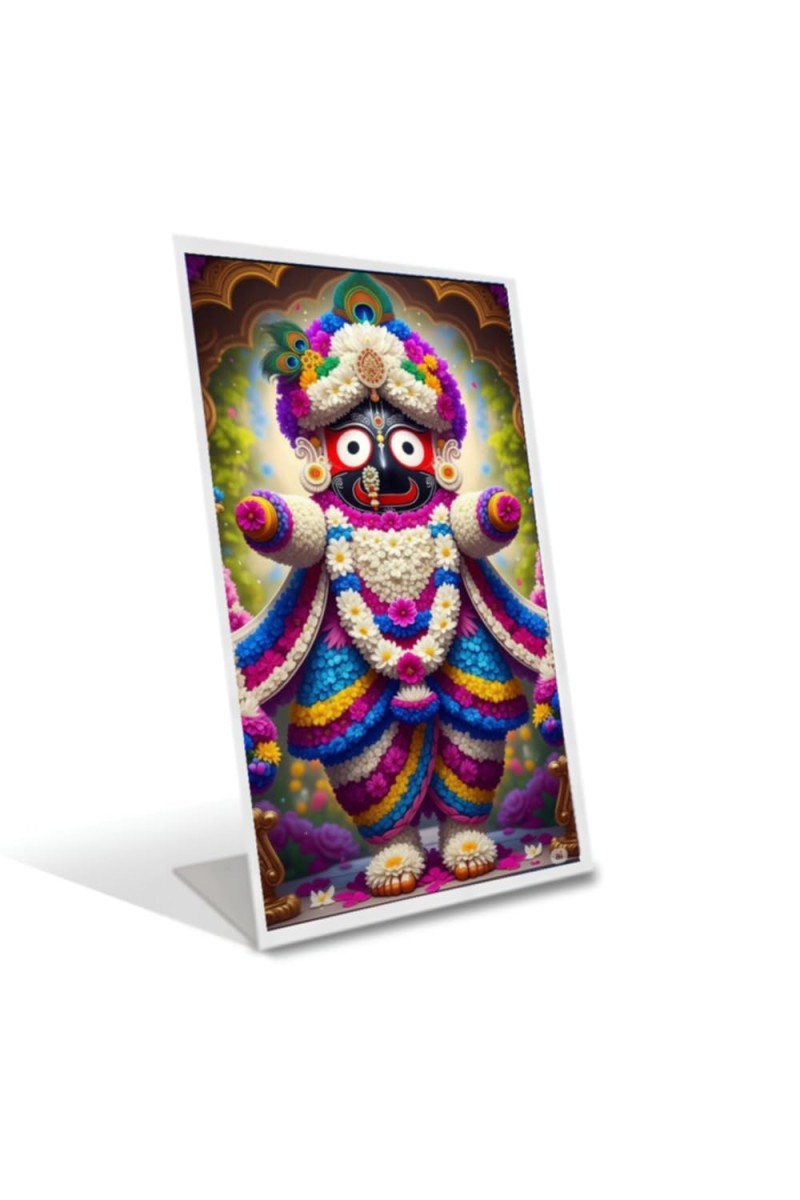 Car Desk/Table Top Jai Jagannath Acrylic L-Style Photo Stand - 5x7 Inches, Compact And Stylish Spiritual Display (F6660)