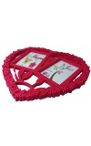 Hitech Sales Heart-Shaped Wall Hanging Photo Frame for 2 Photos | Red Decorative Frame for Bedroom, Living Room, Hall | 12x13 Inch Wall Décor