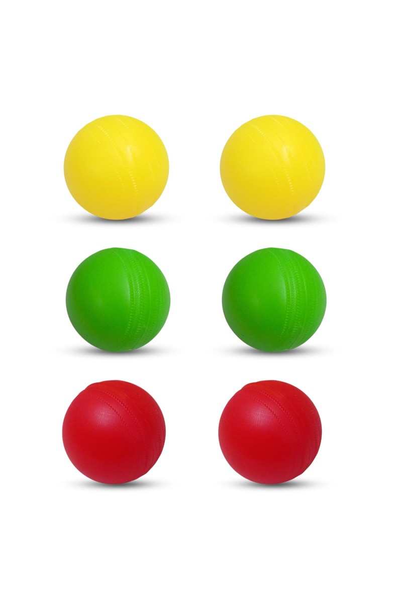 Hi Tech Sales Multicolor Plastic Cricket Balls | Lightweight and Durable Practice Balls for Kids and Adults | Indoor & Outdoor Play (Yellow, Red, Green) (Medium, 6, Count)