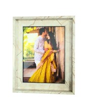 Marble Design Photo Frame – Modern Wall & Tabletop Picture Frame with Glass Front and MDF Back (Empty Frame) (Marble White)