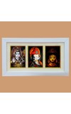 Hitech God Shiv, Ganesh & Ma Durga Wood photo Frame with Glass || Three pictures in one Frame || Three Gods in Single Frame ||Pooja, wall decoration