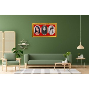 Paramahansa Yogonanada Photo Frame - 8x14 Inch Brown Wooden Frame | Hindu Gods Wall Decor For Home & Office