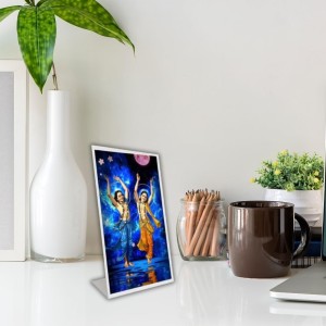 Car Desk/Table Top Lord Chaitanya Mahaprabhu And Nityananda Prabhu Acrylic L-Style Photo Stand - 5x7 Inches, Compact And Stylish Spiritual Display (F6725)