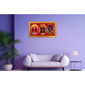 Maa Kaali Photo Frame - 8x14 Inch Brown Wooden Frame | Hindu Gods Wall Decor For Home & Office
