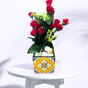 Handcrafted Ceramic Square Pot with Floral Design | Multicolor Decorative Plant Pot for Indoor Plants, & Home Décor Handcrafted Ceramic Square Pot with Floral Design | Multicolor Decorative Plant Pot for Indoor Plants, & Home Décor
