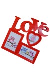 HiTechMart Red LOVE Multi-Photo Frame – Romantic Wall Hanging Picture Frame for 3 Photos (5x7, 6x4, Heart-Shaped) – Love-Themed Home Décor, Wedding, Anniversary & Valentine’s Day Gift