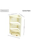 Multipurpose Wall-Mounted Plastic Corner Shelf | 3 - Layer Storage Rack for Kitchen, Bathroom, Living Room - Beige (1 Pc)