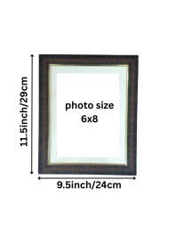 Premium Textured Brown Photo Frame with Ivory & Gold Border | Wall & Tabletop Mount | Elegant Decorative Picture Frame for Home & Office (6x8inch) (dark brown)