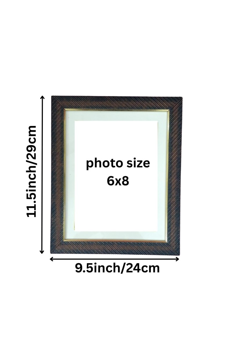 Premium Textured Brown Photo Frame with Ivory & Gold Border | Wall & Tabletop Mount | Elegant Decorative Picture Frame for Home & Office (6x8inch) (dark brown)