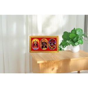 Maa Kaali Photo Frame - 8x14 Inch Brown Wooden Frame | Hindu Gods Wall Decor For Home & Office