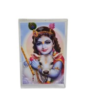 HiTechMart Shree Krishna with Divine Cow Acrylic Photo Frame – Hindu Spiritual Home Décor, Religious Gift, Desk & Wall Art