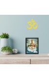 Hitech Sales Devi Saraswati Maa Polystyrene Photo Frame for Pooja Room, Temple Decor, Home Decoration and Gifting (Wall and Tabletop, Rectangular, Printed Photo, 7.12 x 9.12 inches Frame, Black)