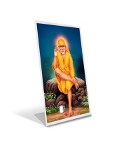 Car Desk/Table Top Sridhi Sai Baba Acrylic L-Style Photo Stand - 2.5x3.5 Inches, Compact And Stylish Spiritual Display (F6734)