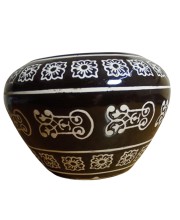 Plant Pot – Modern Ceramic Planter with Drainage Hole & Saucer – Indoor Flower Pot for Houseplants, Succulents, Herbs – Stylish Minimalist Home & Office Décor (Black, Large)