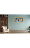 Krishna With Mother Photo Frame - 8x14 Inch Brown Wooden Frame | Hindu Gods Wall Decor For Home & Office