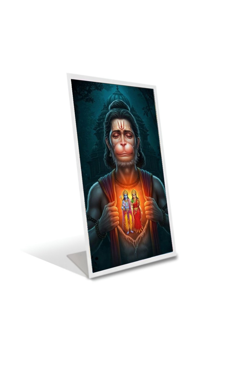 Car Desk/Table Top Jai Bajrang Bali Acrylic L-Style Photo Stand - 2.5x3.5 Inches, Compact And Stylish Spiritual Display (F6665)