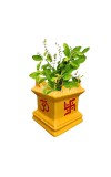 Tulsi Tree Planter Pot Indoor Outdoor Sacred Basil Plant Holder Decorative Eco-Friendly Durable Lightweight (Yellow)