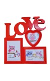 HiTechMart Red LOVE Multi-Photo Frame – Romantic Wall Hanging Picture Frame for 3 Photos (5x7, 6x4, Heart-Shaped) – Love-Themed Home Décor, Wedding, Anniversary & Valentine’s Day Gift