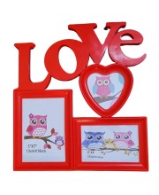 HiTechMart Red LOVE Multi-Photo Frame – Romantic Wall Hanging Picture Frame for 3 Photos (5x7, 6x4, Heart-Shaped) – Love-Themed Home Décor, Wedding, Anniversary & Valentine’s Day Gift