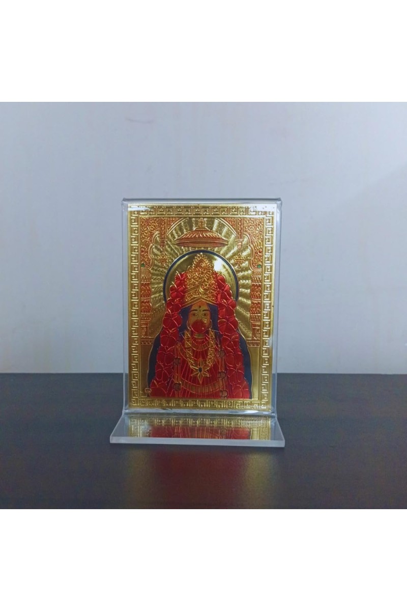 Hitech Sales Gold-Plated Maa Tara Religious Acrylic Photo Frame Hindu God and Goddess Temple Art Decor for Home, Office, Car Dashboard and Gift Purpose