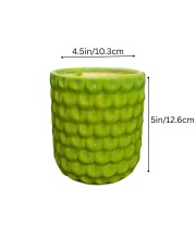 Green Ceramic Plant Pot for Indoor Plants | Decorative Textured Flower Planter for Home, Office & Tabletop Decor (only Pot)