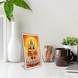 Car Desk/Table Top Surya Dev Acrylic L-Style Photo Stand - 5x7 Inches, Compact And Stylish Spiritual Display (F6738)