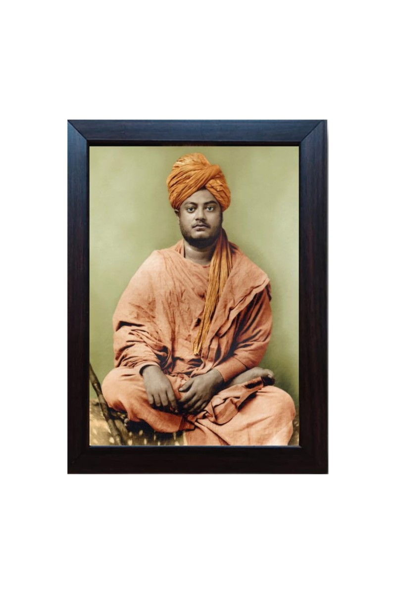Hitech Swami Vivekananda Laminated photo frame for table, Study & living room, gifts (Pvc Frame and Front face - Glass, 8 x 6 inch)