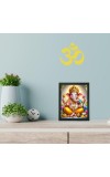 Hitech Sales Lord Ganesh Polystyrene Photo Frame for Pooja Room, Temple Decor, Home Decoration and Gifting (Wall and Tabletop, Rectangular, Printed Photo, 7.12 x 9.12 inches Frame, Black)