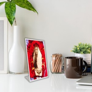 Car Desk/Table Top Devi Sarada Maa Acrylic L-Style Photo Stand - 5x7 Inches, Compact And Stylish Spiritual Display (F6728)