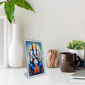 Car Desk/Table Top Lord Ganesh Acrylic L-Style Photo Stand - 2.5x3.5 Inches, Compact And Stylish Spiritual Display (F6732)