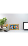Krishna With Mother Photo Frame - 8x14 Inch Brown Wooden Frame | Hindu Gods Wall Decor For Home & Office