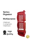 HiTechMart Plastic 4-Tier Corner Shelf Rack – Wall-Mounted Storage Organizer for Kitchen & Bathroom (Red)