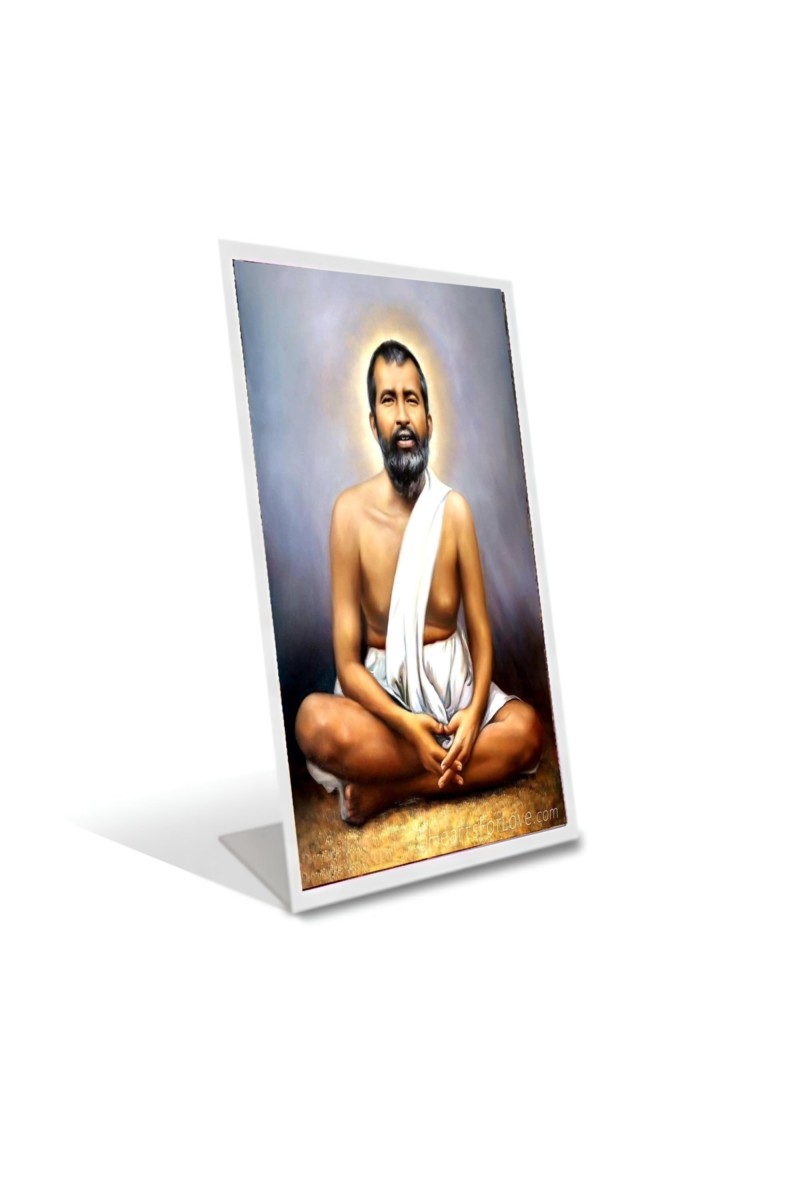 Car Desk/Table Top Bamakhapa Ramakrishna Acrylic L-Style Photo Stand - 5x7 Inches, Compact And Stylish Spiritual Display (F6692)
