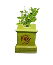 Tulsi Tree Planter Pot for Indoor & Outdoor Use, Sacred Basil Plant Holder, Decorative Eco-Friendly, Durable & Lightweight, Lemon Yellow