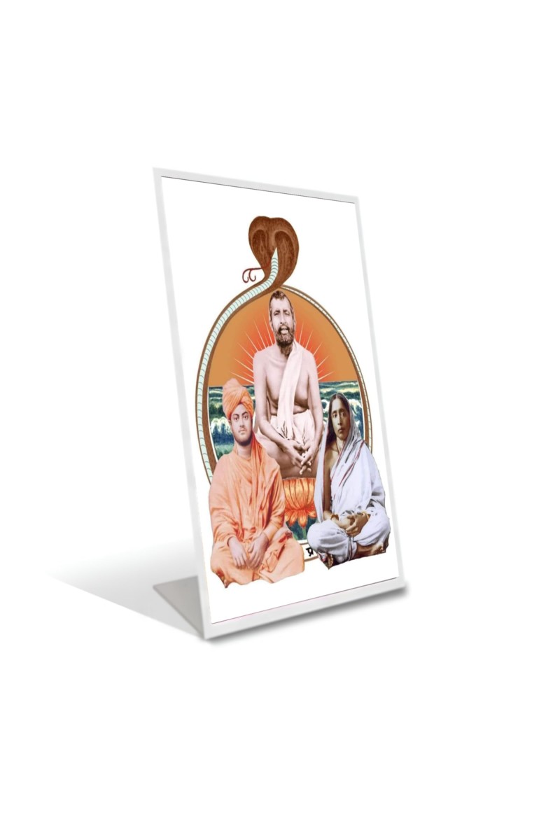 Car Desk/Table Top Ramakrishna Paramahamsa,Swami,Sarada Devi Vivekananda Acrylic L-Style Photo Stand - 5x7 Inches, Compact And Stylish Spiritual Display (F6688)