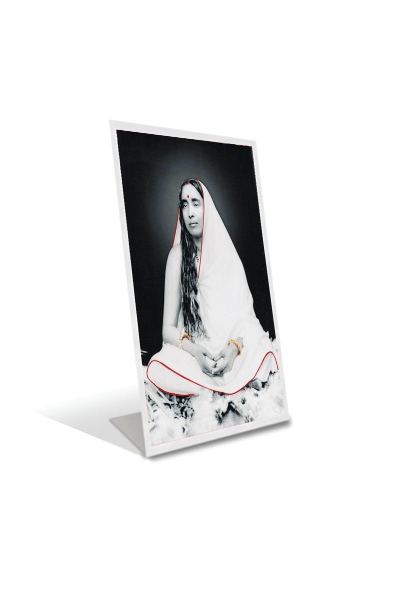Car Desk/Table Top Sri Sarada Maa Acrylic L-Style Photo Stand - 2.5x3.5 Inches, Compact And Stylish Spiritual Display (F6704)