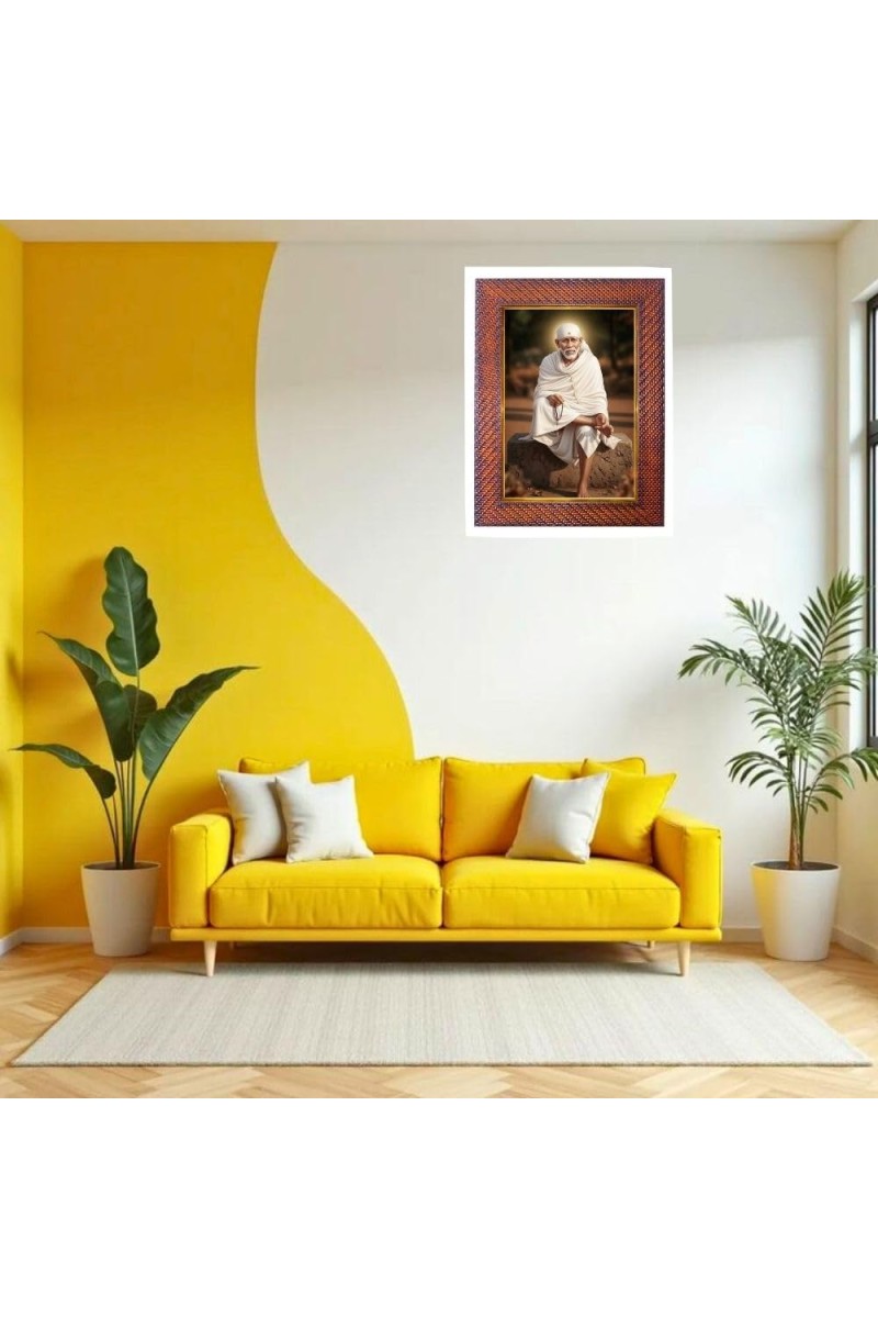 Master Neem Karoli Baba Photo Frame 21X25 Inch Religious Wall & Table Decor Frame | Master Neem Karoli Baba Spiritual Photo Frame For Home, Temple & Office (F18289X21X25)
