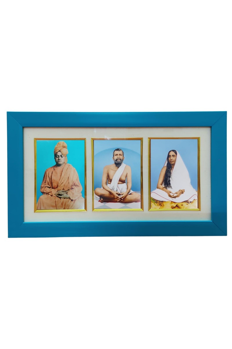 Hi tech Sales Swami Vivekananda & Ramkrishna Paramahansa & Sarada Maa photo frame | synthetic photo Frame with Glass | For wall, living room, gifts, pooja (Multicolor)
