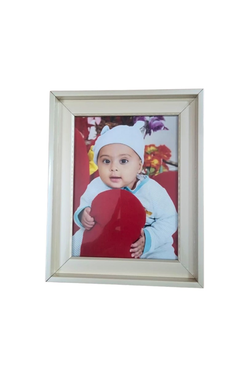 Cream Photo Frame with Glossy Finish – Modern Tabletop & Wall Mount Picture Frame with Glass Front (Empty Frame)