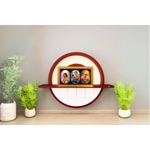 Lord Krishna Raam Photo Frame - 8x14 Inch Brown Wooden Frame | Hindu Gods Wall Decor For Home & Office