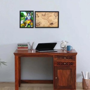 Hitech Sales Lord Krishna Polystyrene Photo Frame for Pooja Room, Temple Decor, Home Decoration and Gifting (Wall and Tabletop, Rectangular, Printed Photo, 7.12 x 9.12 inches Frame, Black)